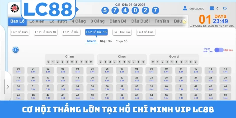 Cơ hội thắng lớn tại Hồ Chí Minh Vip LC88