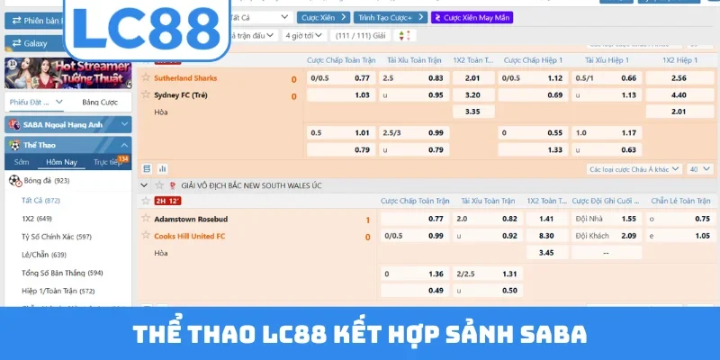 Thể thao LC88 kết hợp sảnh Saba