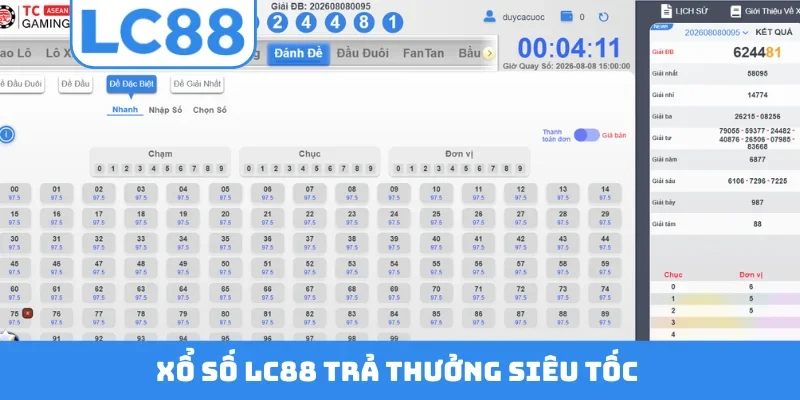 Xổ số LC88 trả thưởng siêu tốc